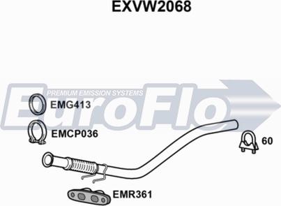 EuroFlo EXVW2068 - Труба выхлопного газа autosila-amz.com