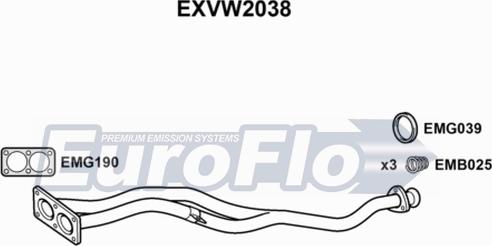 EuroFlo EXVW2038 - Труба выхлопного газа autosila-amz.com