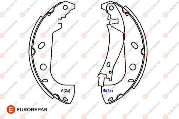 EUROREPAR 1643186080 - Комплект тормозных колодок, барабанные autosila-amz.com