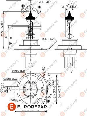 EUROREPAR 1616431180 - Лампа 12V H4 60/55W P43t EUROREPAR 1 шт. картон 1616431180 autosila-amz.com