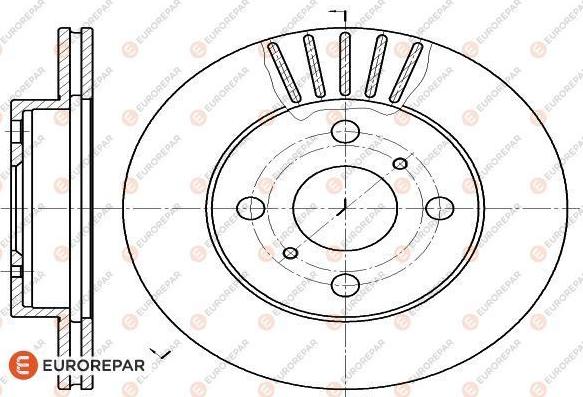 EUROREPAR 1618878580 - Тормозные диски, в упаковке 2 TOYOTA Yaris 1.0VVTi 68ch (50kW) - 1SZFE 1999- autosila-amz.com