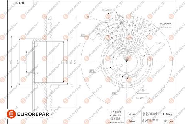 EUROREPAR 1684308080 - Тормозной диск autosila-amz.com