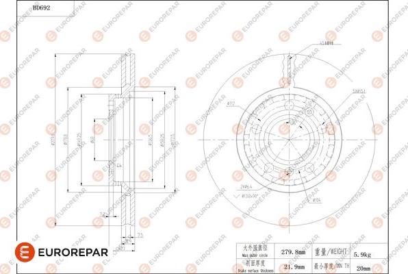 EUROREPAR 1684313480 - Тормозной диск autosila-amz.com