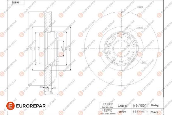EUROREPAR 1684333880 - Тормозной диск autosila-amz.com