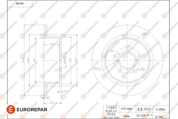 EUROREPAR 1684324180 - Тормозной диск autosila-amz.com