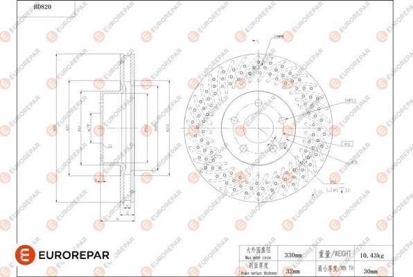 EUROREPAR 1684326280 - Тормозной диск autosila-amz.com