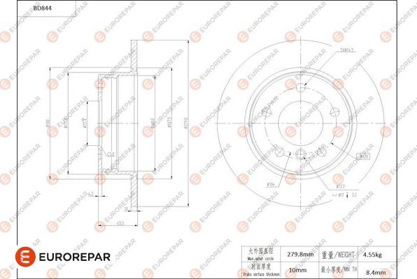 EUROREPAR 1684328680 - Тормозной диск autosila-amz.com