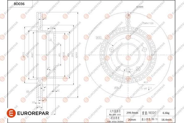 EUROREPAR 1684247880 - Тормозной диск autosila-amz.com