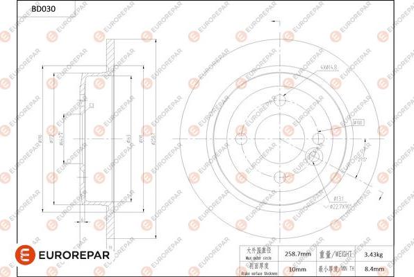 EUROREPAR 1684247280 - Тормозной диск autosila-amz.com