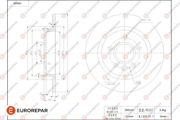 EUROREPAR 1684250380 - Тормозной диск autosila-amz.com