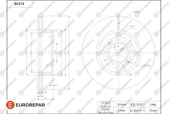 EUROREPAR 1684281680 - Тормозной диск autosila-amz.com
