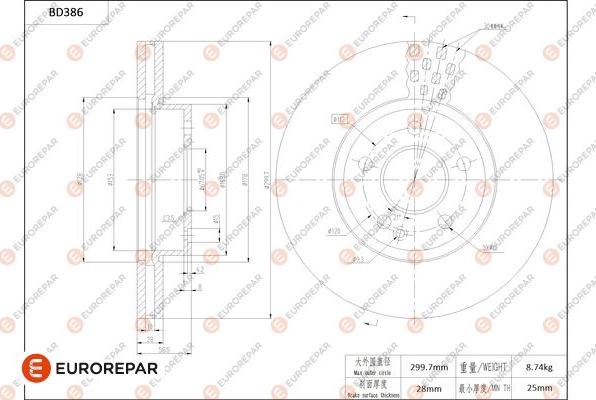 EUROREPAR 1684282880 - Тормозной диск autosila-amz.com