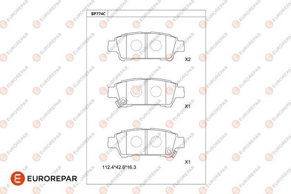 EUROREPAR 1681258780 - Тормозные колодки, дисковые, комплект autosila-amz.com