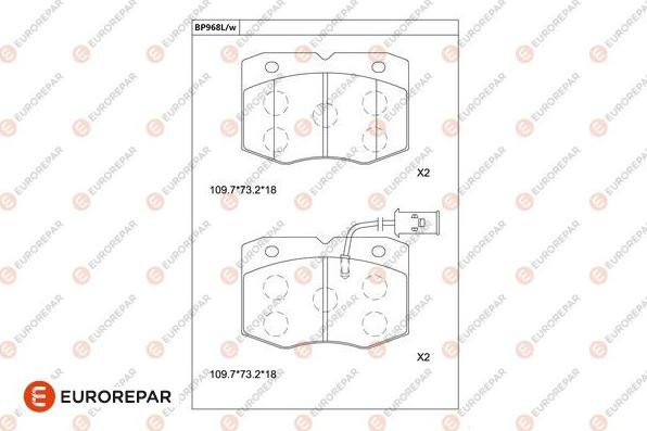 EUROREPAR 1681252880 - Тормозные колодки, дисковые, комплект autosila-amz.com