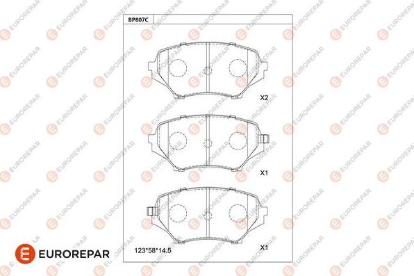 EUROREPAR 1681264780 - Тормозные колодки, дисковые, комплект autosila-amz.com