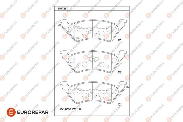 EUROREPAR 1681265780 - Тормозные колодки, дисковые, комплект autosila-amz.com