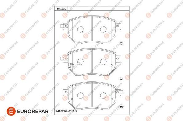 EUROREPAR 1681263180 - Тормозные колодки, дисковые, комплект autosila-amz.com