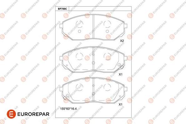 EUROREPAR 1681262580 - Тормозные колодки, дисковые, комплект autosila-amz.com