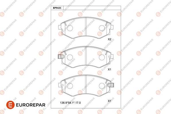 EUROREPAR 1681209880 - Тормозные колодки, дисковые, комплект autosila-amz.com