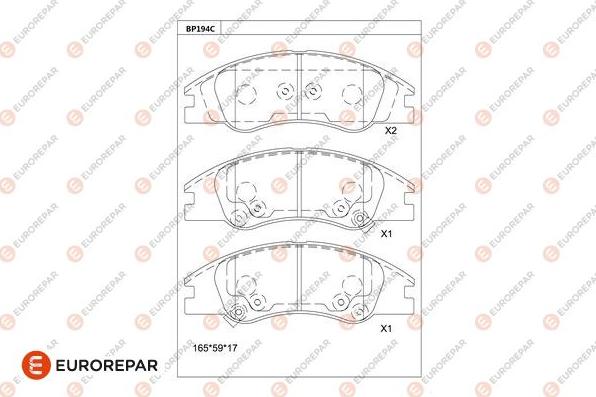 EUROREPAR 1681214680 - Тормозные колодки, дисковые, комплект autosila-amz.com