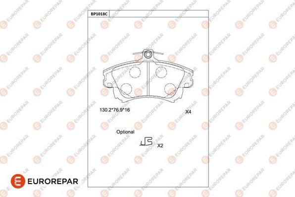 EUROREPAR 1681285480 - Тормозные колодки, дисковые, комплект autosila-amz.com