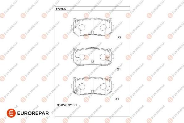 EUROREPAR 1681282080 - Тормозные колодки, дисковые, комплект autosila-amz.com