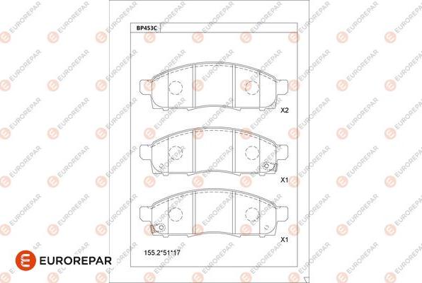 EUROREPAR 1681236380 - Тормозные колодки, дисковые, комплект autosila-amz.com