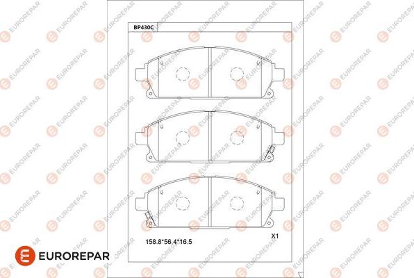 EUROREPAR 1681233380 - Тормозные колодки, дисковые, комплект autosila-amz.com