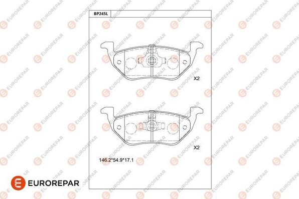 EUROREPAR 1681232280 - Тормозные колодки, дисковые, комплект autosila-amz.com