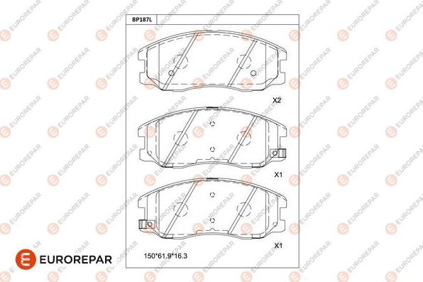 EUROREPAR 1681224480 - Тормозные колодки, дисковые, комплект autosila-amz.com