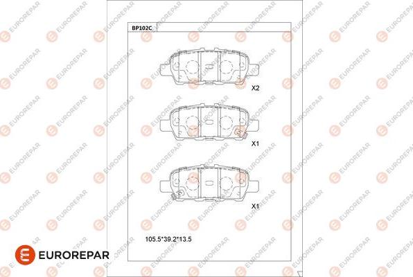 EUROREPAR 1681223380 - Тормозные колодки, дисковые, комплект autosila-amz.com