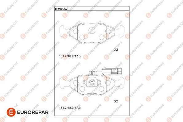 EUROREPAR 1681274580 - Тормозные колодки, дисковые, комплект autosila-amz.com