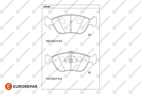 EUROREPAR 1681276880 - Тормозные колодки, дисковые, комплект autosila-amz.com