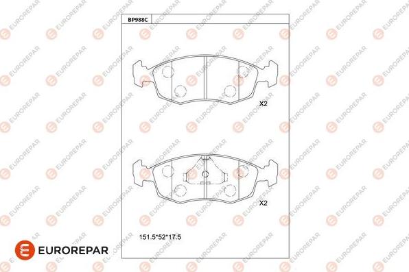 EUROREPAR 1681273180 - Тормозные колодки, дисковые, комплект autosila-amz.com