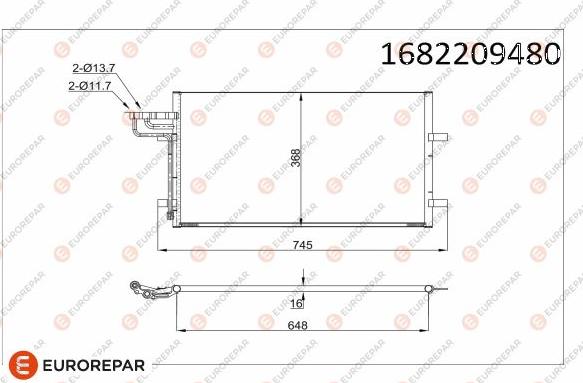 EUROREPAR 1682209480 - Конденсатор кондиционера autosila-amz.com