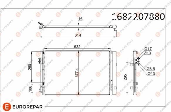 EUROREPAR 1682207880 - Конденсатор кондиционера autosila-amz.com