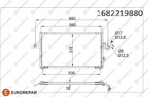 EUROREPAR 1682219880 - Конденсатор кондиционера autosila-amz.com