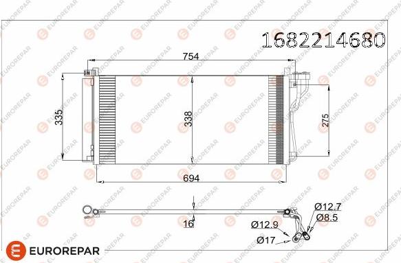 EUROREPAR 1682214680 - Конденсатор кондиционера autosila-amz.com