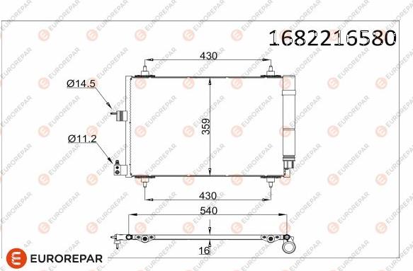 EUROREPAR 1682216580 - Конденсатор кондиционера autosila-amz.com