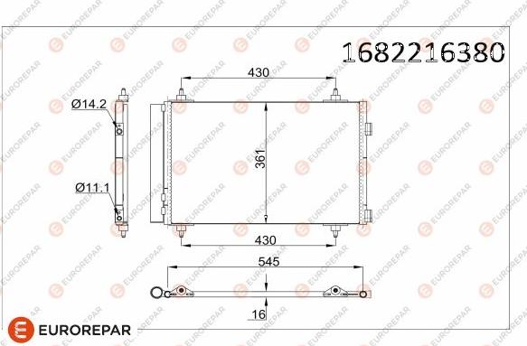 EUROREPAR 1682216380 - Конденсатор кондиционера autosila-amz.com