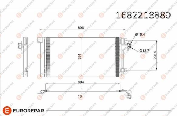 EUROREPAR 1682218880 - Конденсатор кондиционера autosila-amz.com