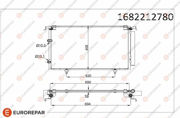 EUROREPAR 1682212780 - Конденсатор кондиционера autosila-amz.com