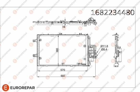 EUROREPAR 1682234480 - Конденсатор кондиционера autosila-amz.com