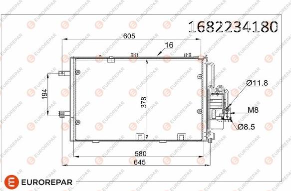 EUROREPAR 1682234180 - Конденсатор кондиционера autosila-amz.com