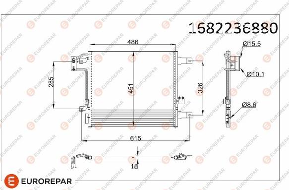 EUROREPAR 1682236880 - Конденсатор кондиционера autosila-amz.com