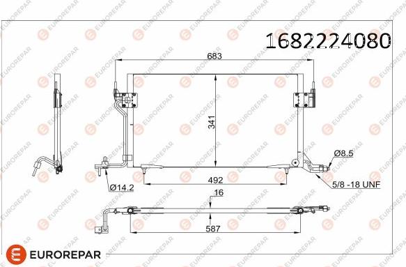 EUROREPAR 1682224080 - Конденсатор кондиционера autosila-amz.com