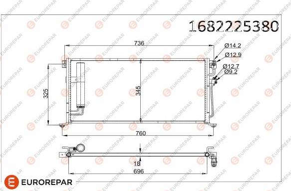 EUROREPAR 1682225380 - Конденсатор кондиционера autosila-amz.com