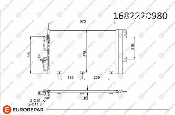 EUROREPAR 1682220980 - Конденсатор кондиционера autosila-amz.com