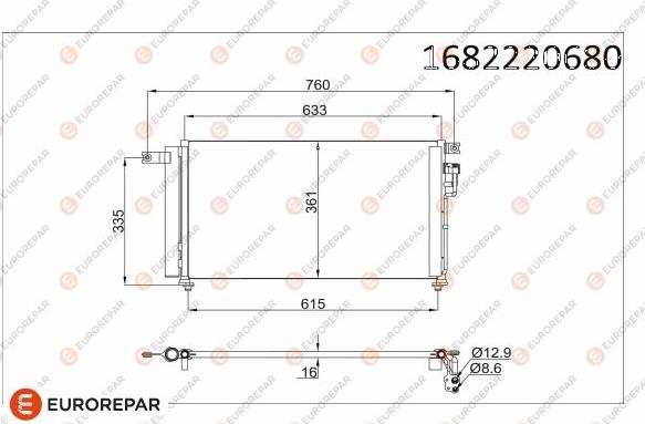 EUROREPAR 1682220680 - Конденсатор кондиционера autosila-amz.com