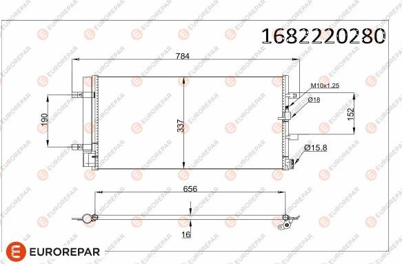 EUROREPAR 1682220280 - Конденсатор кондиционера autosila-amz.com